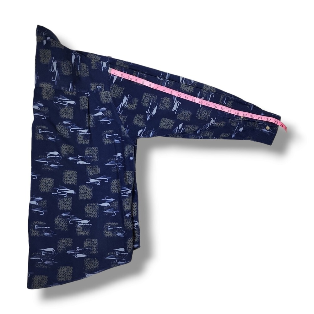 Crossings Thick Flannel Button Up Fishing Tackle Long Sleeve Blue Shirt Men's XL - Picture 6 of 9